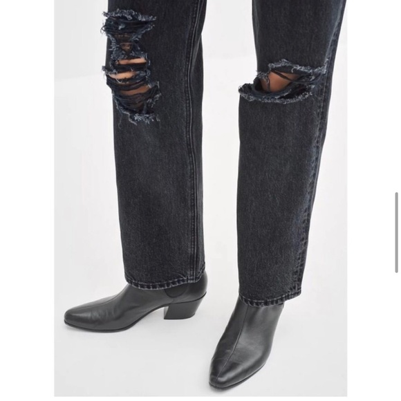 Aritzia Denim Forum Joni High Rise Loose Black Eyeliner Destroy Jeans - Picture 3 of 7
